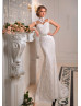 High Neck Ivory Lace Tulle Sheer Back Vintage Wedding Dress